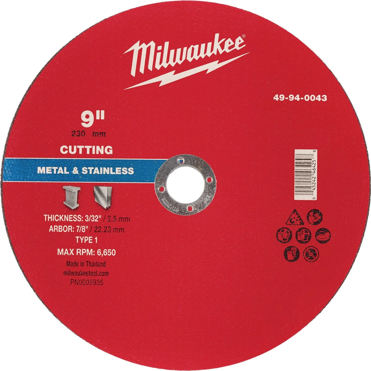 Functional Milwaukee Type 1 9 In. x 3 32 In. x 7 8 In. Metal Cut-Off Wheel Elite