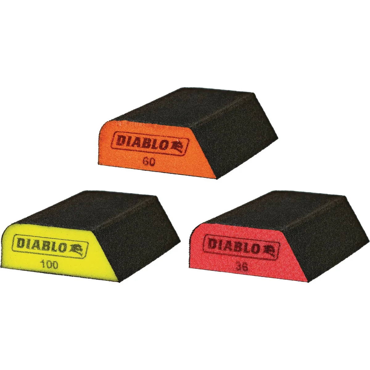 Specialty Diablo 2-1 2 In. x 4 In. 36 60 100 Grit Ultra Coarse Medium Fine Dual-Edge Sanding Sponge Assortment 3-Pack World-Class