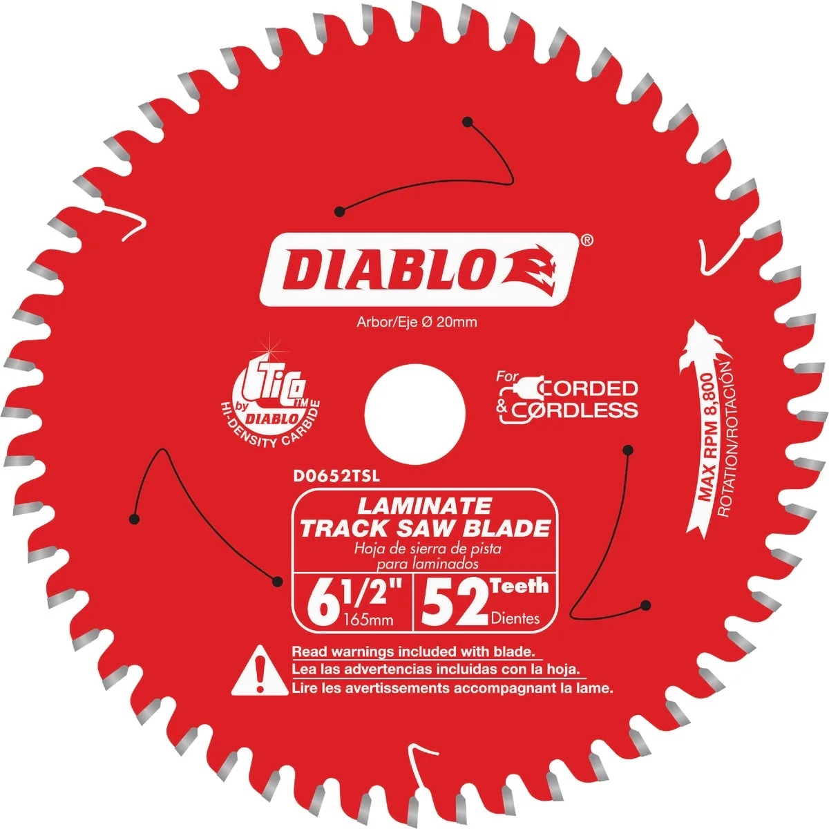 Superior Diablo 6-1 2 In. 52-Tooth Laminate Track Saw Blade Easy-to-Use