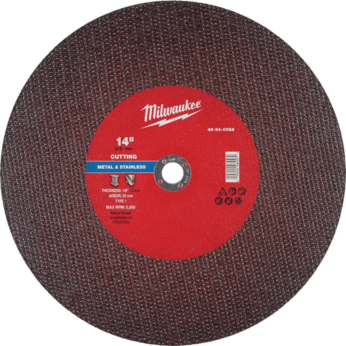 Soft Milwaukee Type 1 14 In. x 1 8 In. x 20mm Metal Cut-Off Wheel Casual