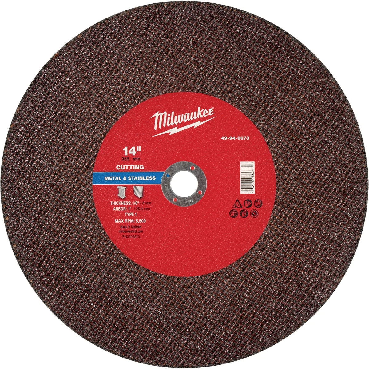 Secure Milwaukee Type 1 14 In. x 1 8 In. x 1 In. Metal Cut-Off Wheel Premium