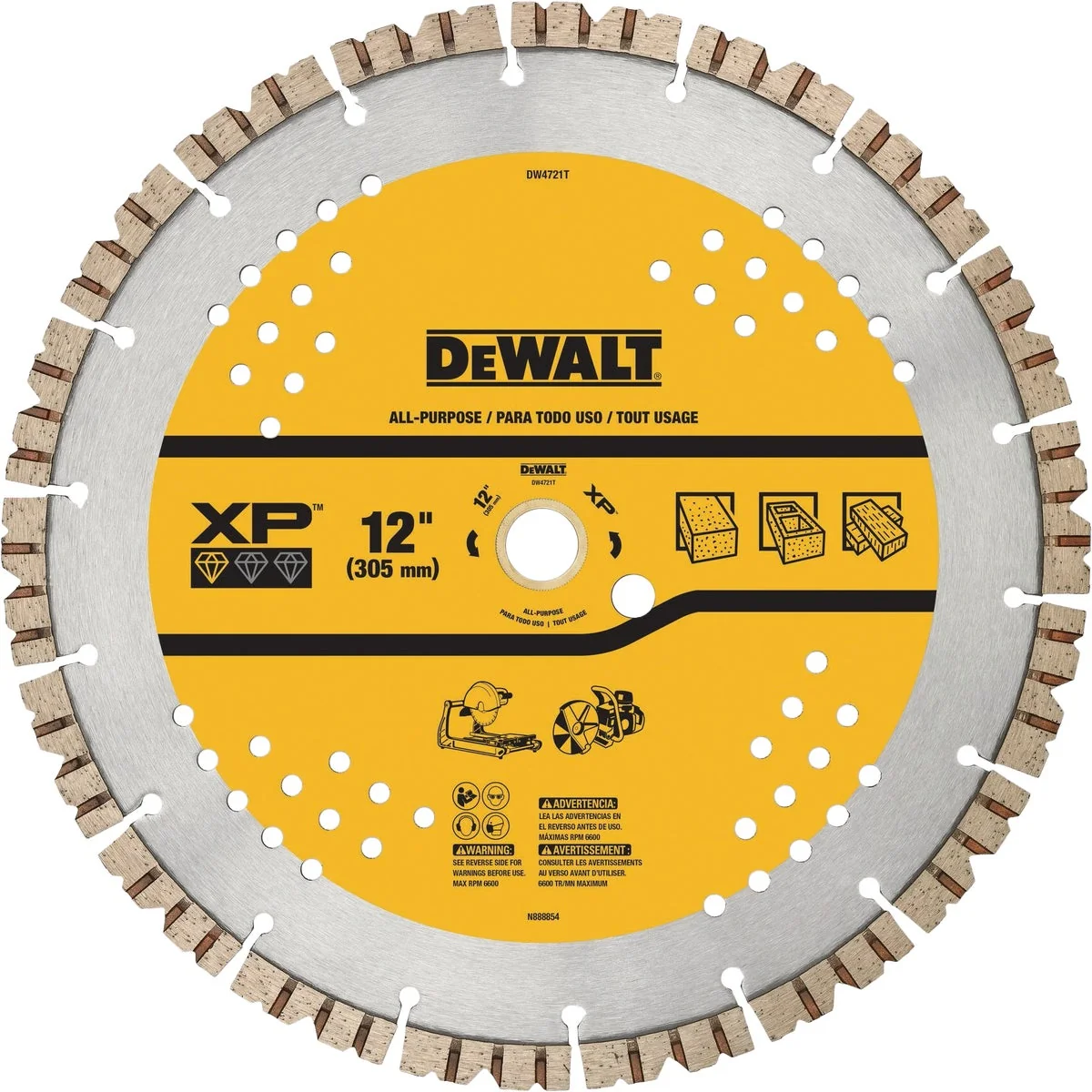 Specialty DEWALT Extended Performance 12 In. Segmented Rim Dry Wet Cut Diamond Blade Environmentally Friendly