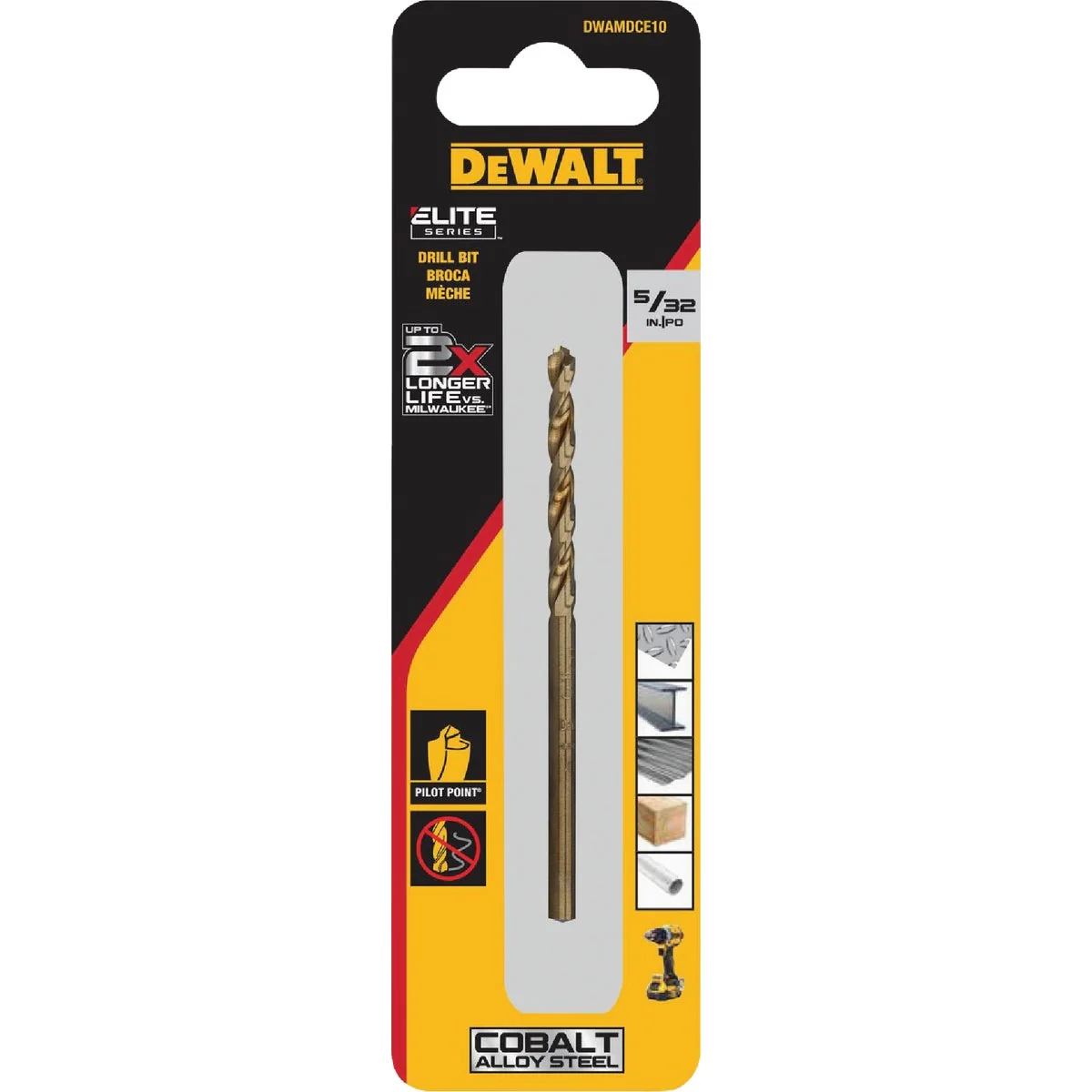 Verified Dewalt Elite Series 5 32 In. x 3-1 10 In. Cobalt Alloy Steel Jobber Length Twist Drill Bit Authentic