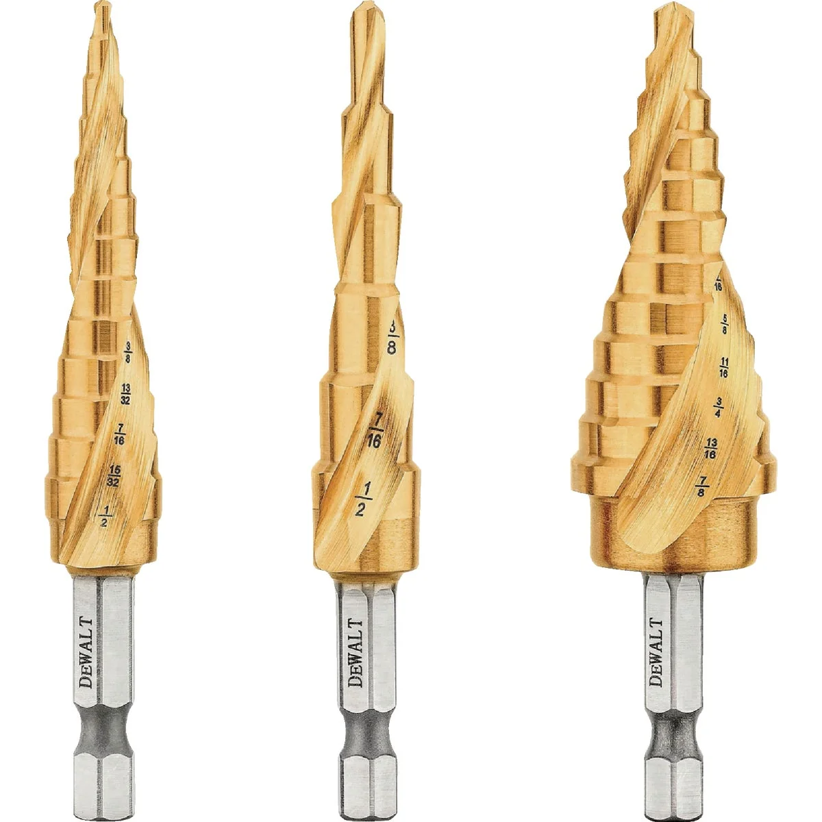 Trusted DEWALT Impact Ready 3-Piece Titanium Step Drill Bit Set Detailed