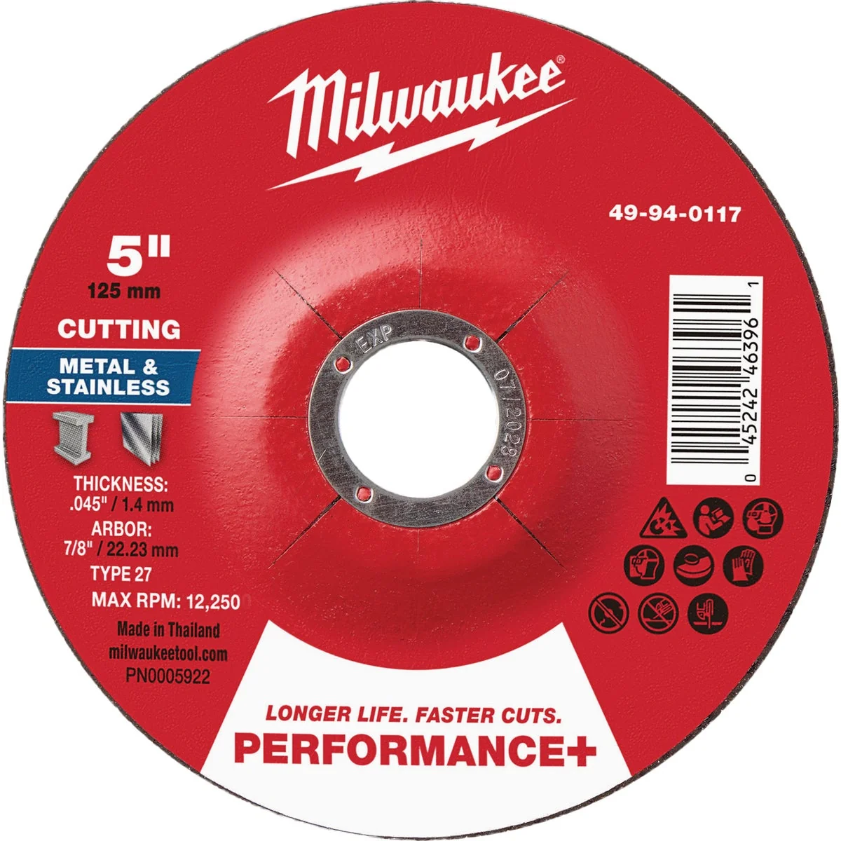 Original Design Milwaukee Type 27 5 In. x .045 In. x 7 8 In. Performance-Plus Metal Cut-Off Wheel Verified