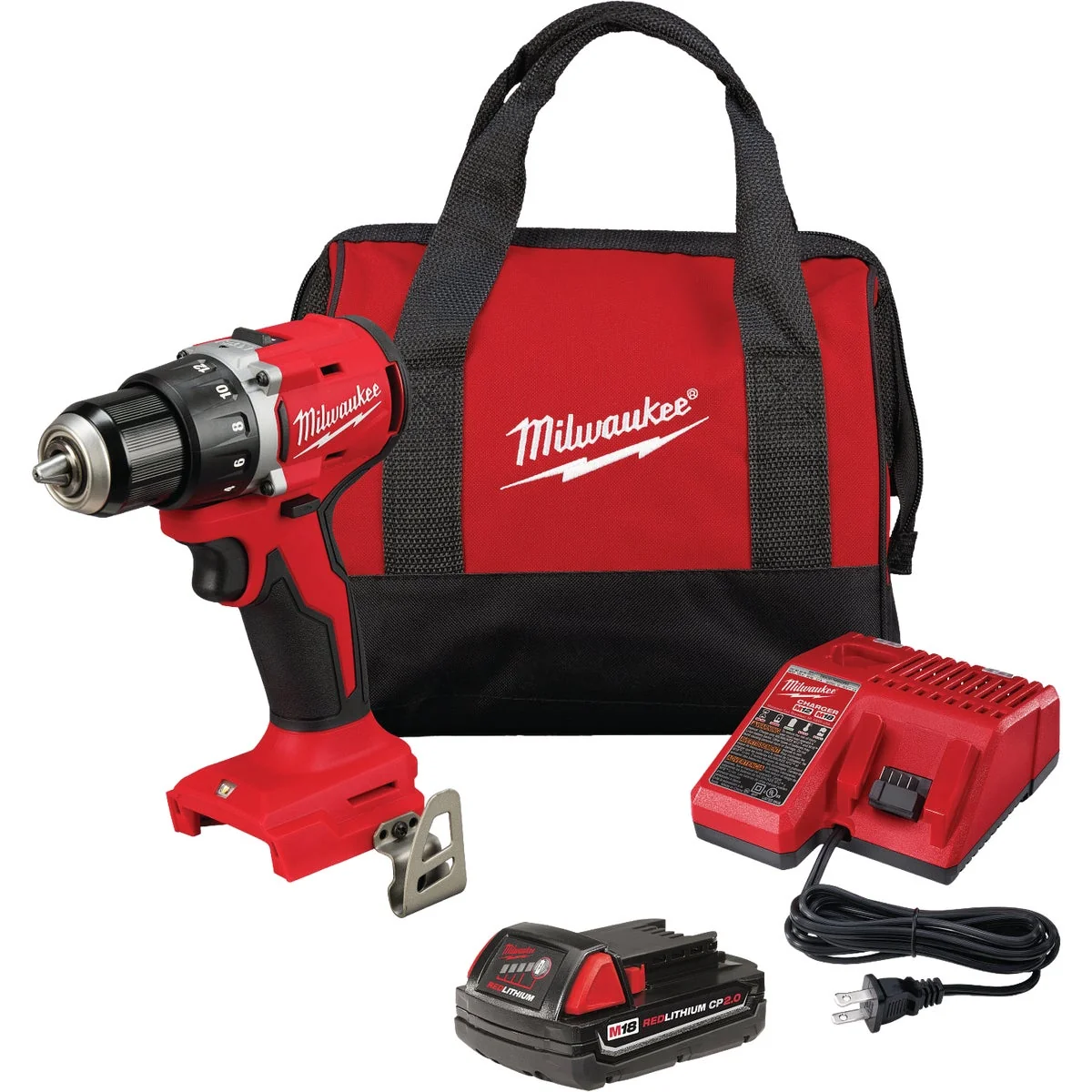 Certified Milwaukee M18 1 2 In. Brushless Cordless Compact Drill Driver Kit with CP2.0 Battery Charger Flexible