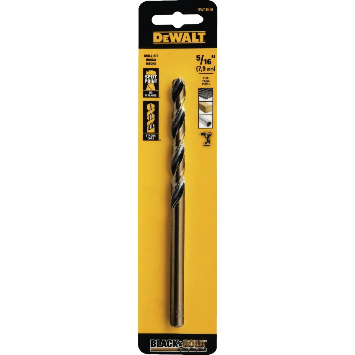 Premium Material DEWALT Black Gold 5 16 In. x 6 In. High Speed Steel Aircraft Length Twist Drill Bit User-Friendly