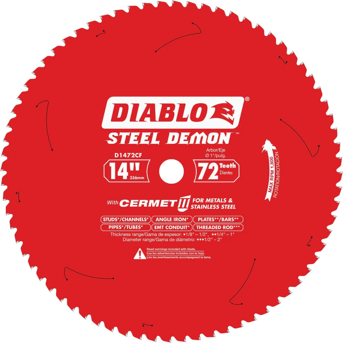 Unique Diablo Steel Demon 14 In. 72-Tooth Cermet II Medium Metal Track Saw Blade Consistent