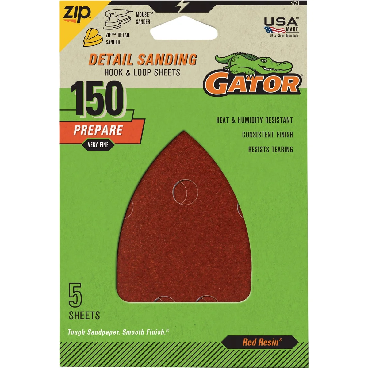 Traditional Gator 3.5 In. x 5 In. 150-Grit Mouse Sandpaper Sheet 5-Pack Optimized