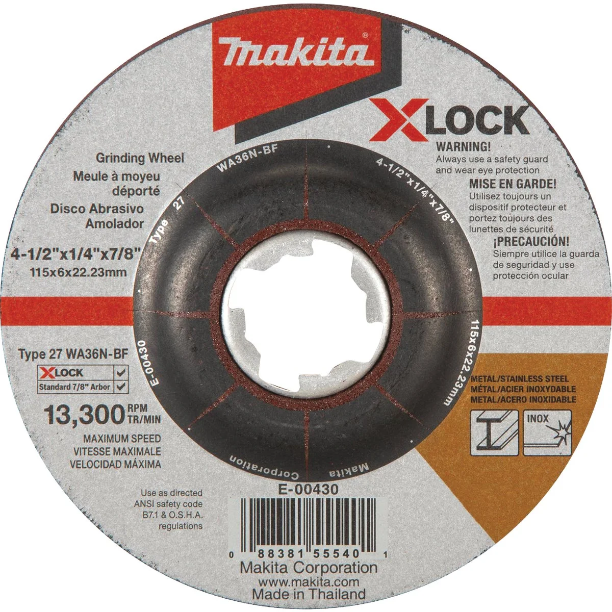 Selected Makita X-LOCK Type 27 4-1 2 In. x 1 4 In. x 7 8 In. Metal Stainless Grinding Cut-Off Wheel Artisan