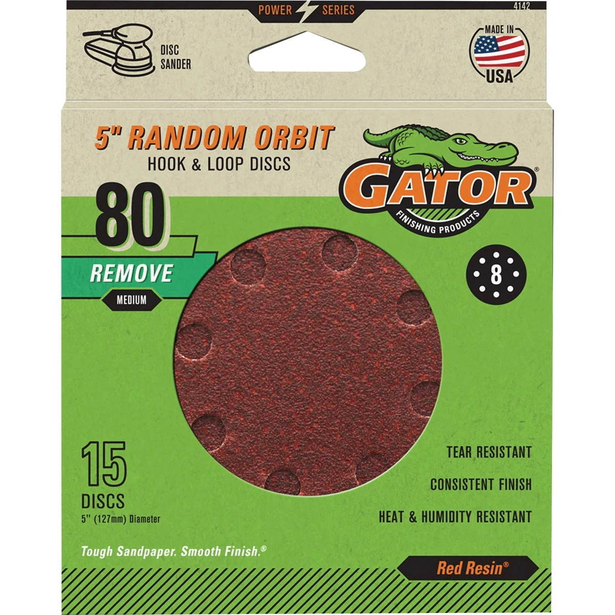 Trendy Gator 5 In. 8-Hole 80-Grit Hook Loop Sanding Disc 15-Pack Next-Generation
