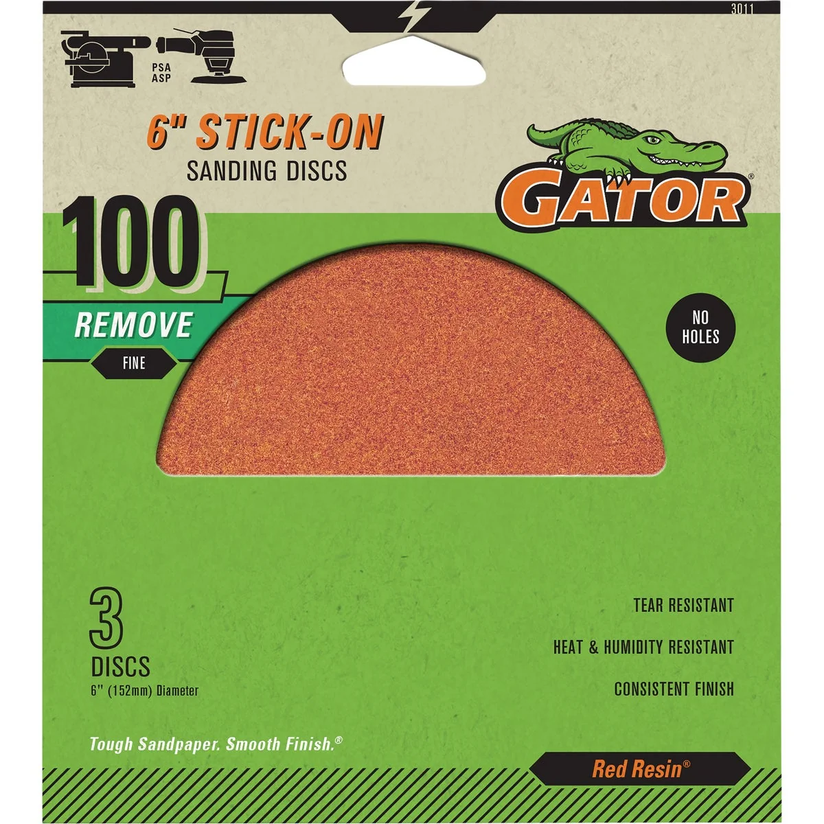 Crafted Gator 6 In. 100-Grit Aluminum Oxide Stick-On Sanding Disc 3-Pack Convenient