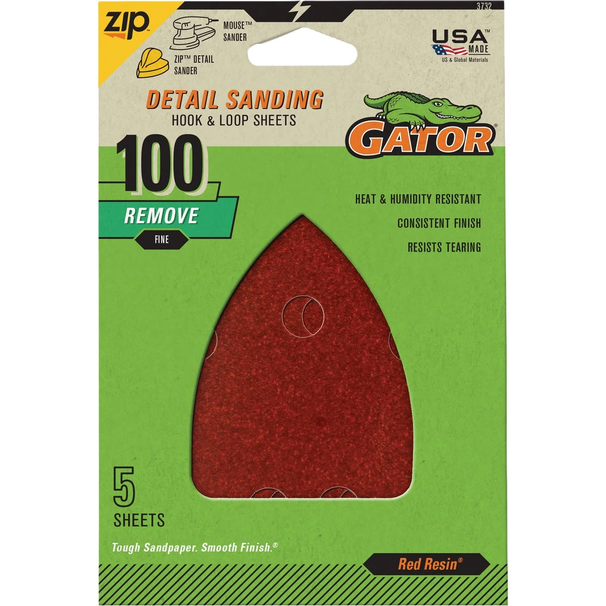 Easy-to-Use Gator 3.5 In. x 5 In. 100-Grit Mouse Sandpaper Sheet 5-Pack Crafted