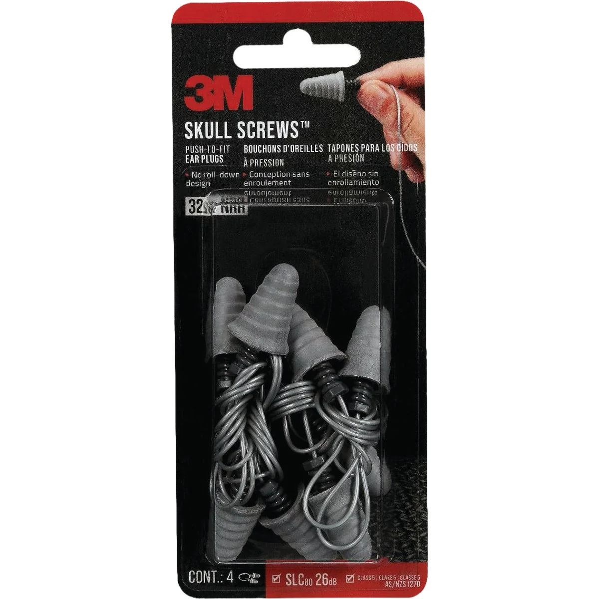 Luxury 3M Skull Screws Corded Earplugs 4-Pair Breathable