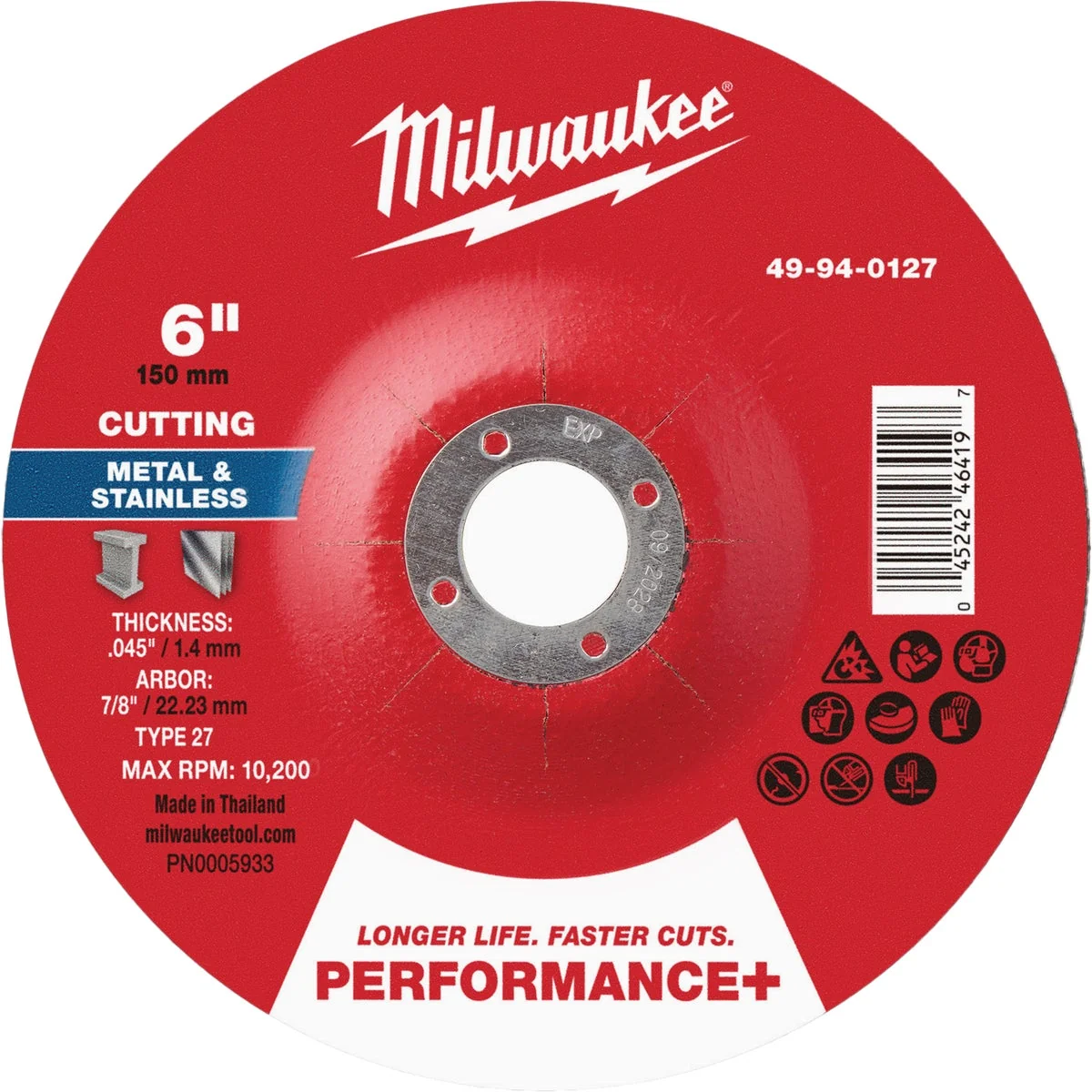 Optimized Milwaukee Type 27 6 In. x .045 In. x 7 8 In. Performance-Plus Metal Cut-Off Wheel Authentic