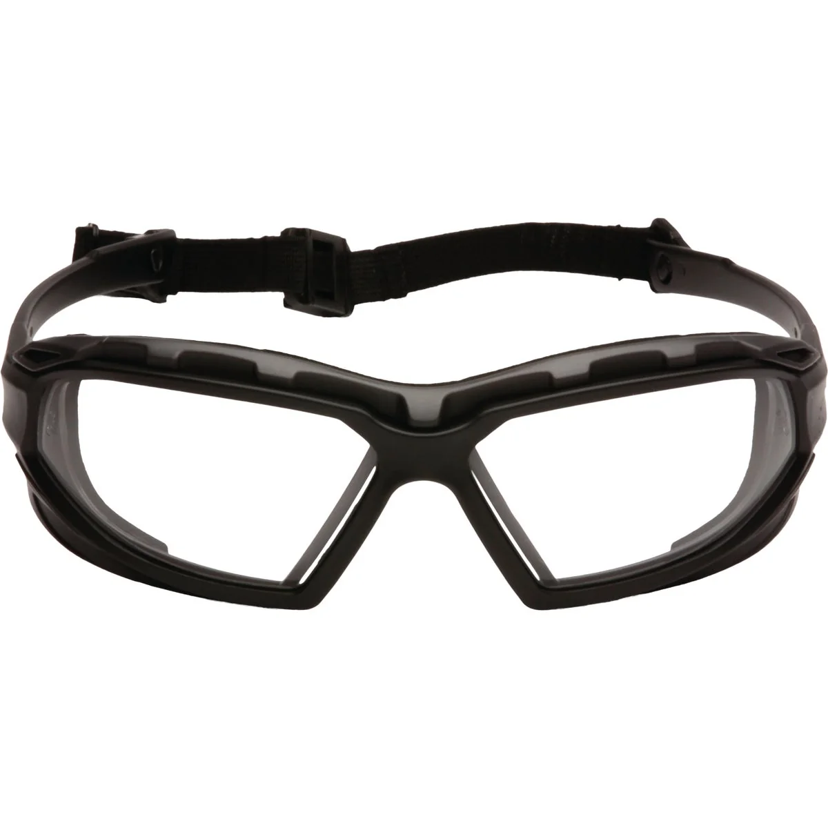 High-Grade Pyramex Highlander Plus Black Gray Frame Safety Glasses with Clear Anti-Fog Lenses Clean