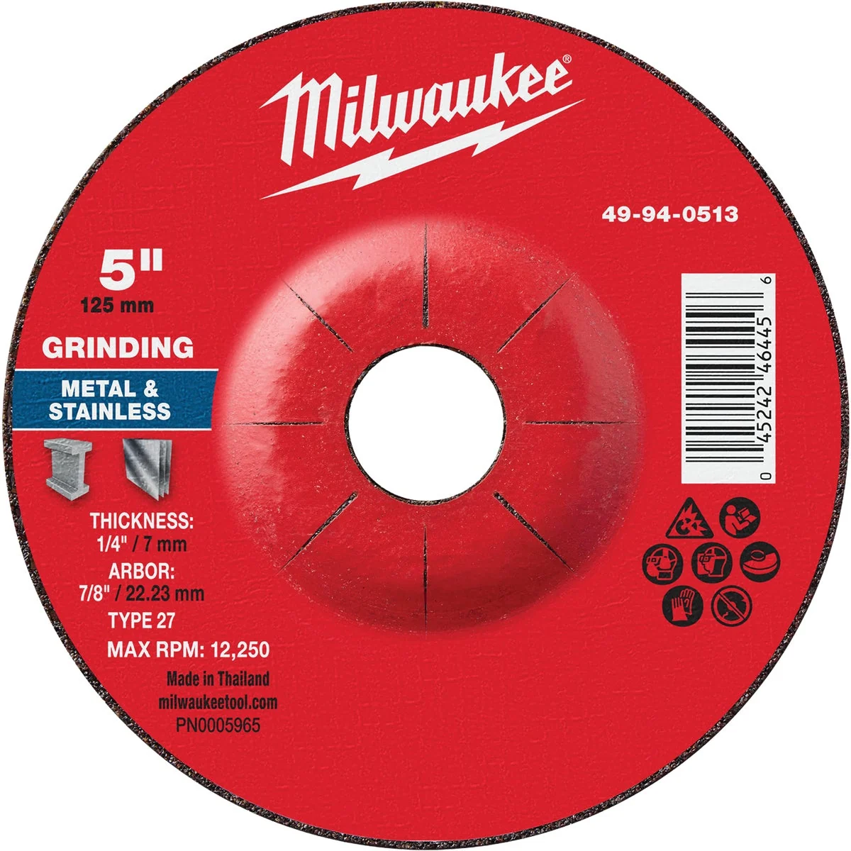 Dependable Milwaukee Type 27 5 In. x 1 4 In. x 7 8 In. Metal Grinding Cut-Off Wheel Fine Crafted