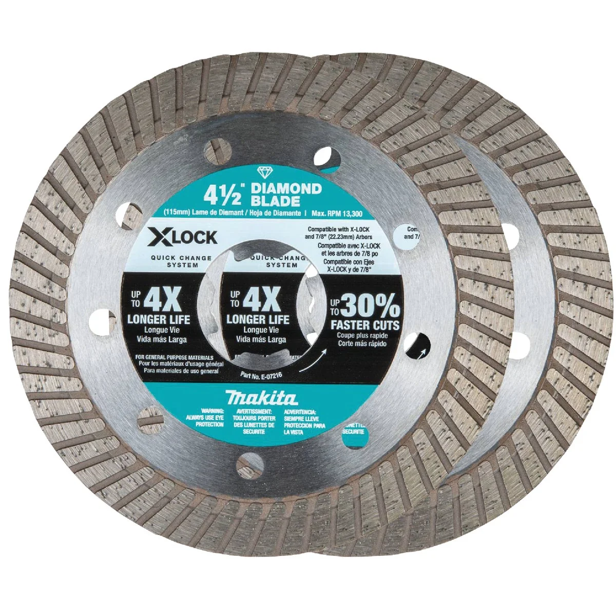 Exceptional Makita X-LOCK 4-1 2 In. Turbo Rim Dry Wet Cut Diamond Blade 2-Pack Enhanced