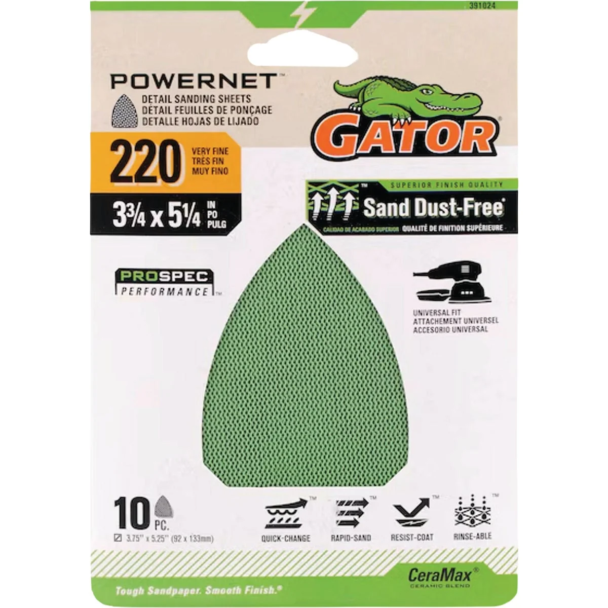 Reusable Gator 80-Grit Mesh Mouse Sandpaper Sheet 10-Pack Effective