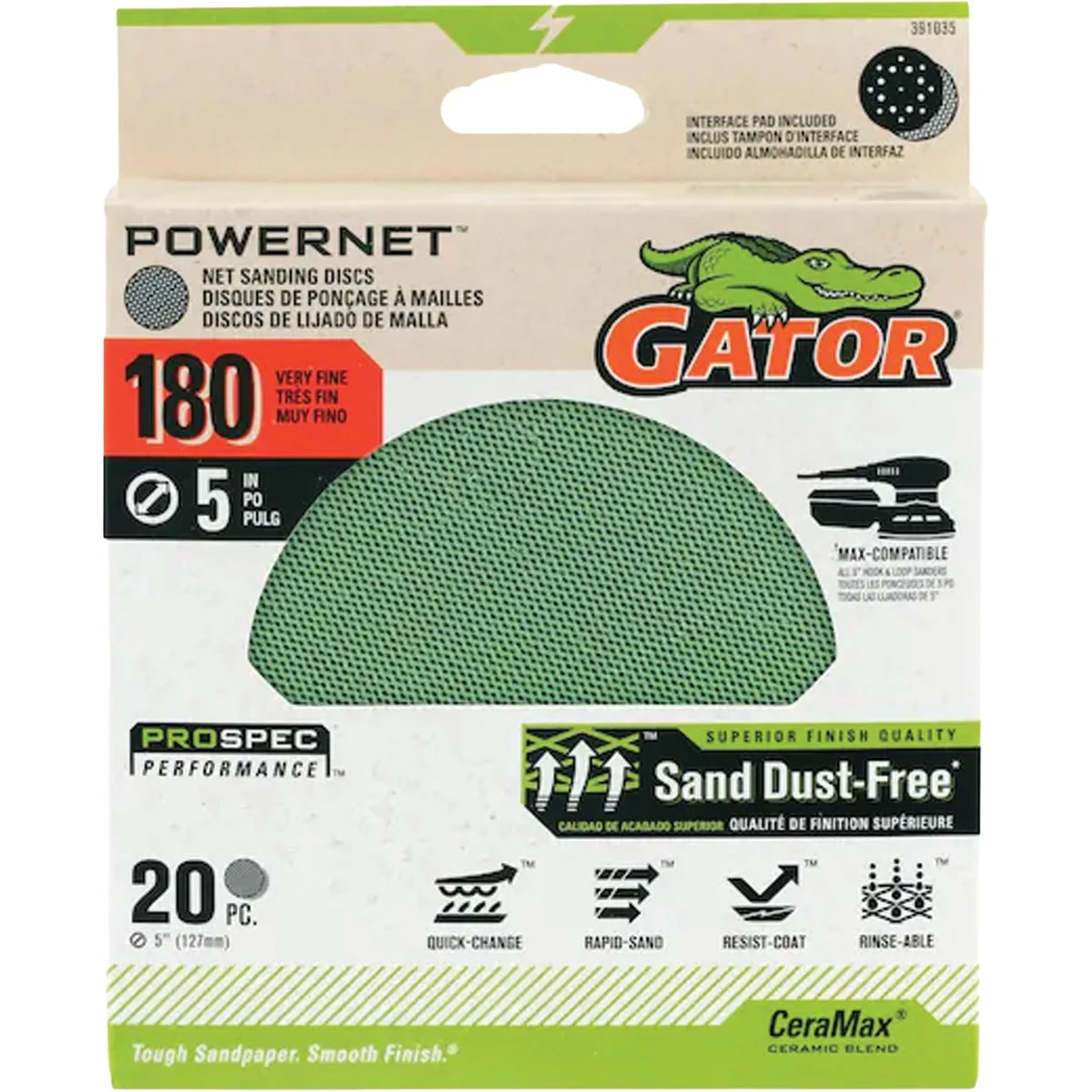 Flexible Gator 5 In. 180-Grit Mesh Sanding Disc 20-Pack Optimized