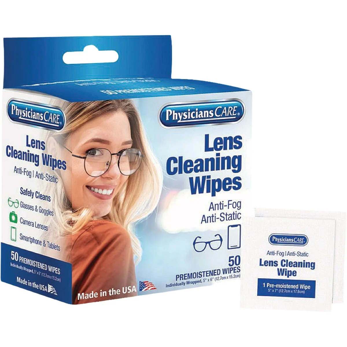 Optimized First Aid Only Lens Cleaning Wipe 50-Count Relaxed