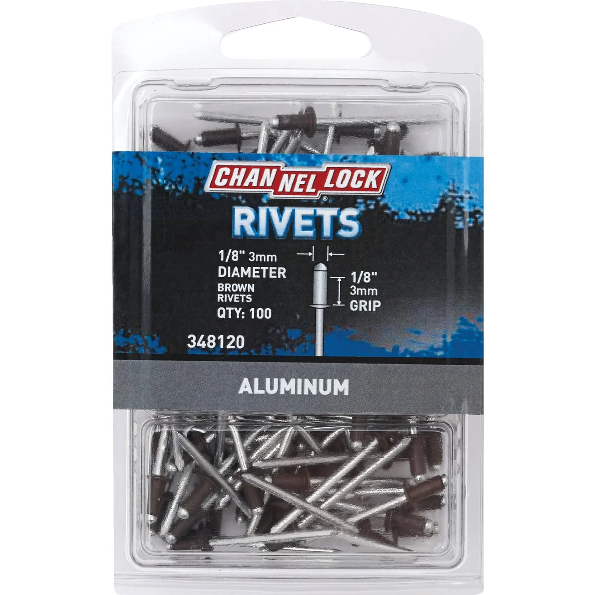 Soft Channellock 1 8 In. Dia. x 1 8 In. Grip Brown Aluminum POP Rivet 100-Pack Versatile