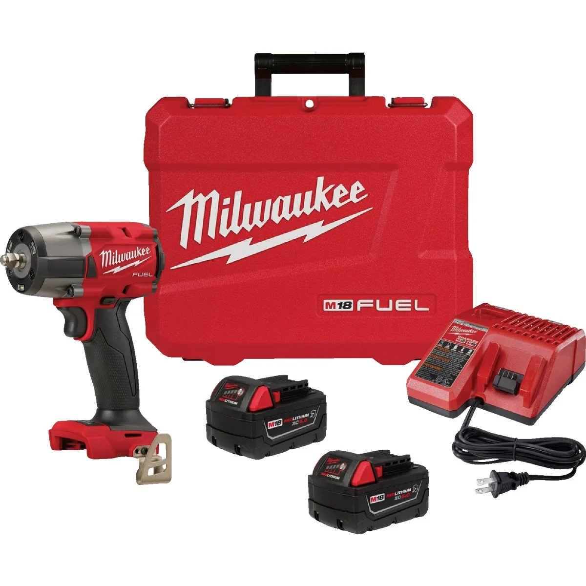 Luxury Milwaukee M18 FUEL Brushless 3 8 In. Mid-Torque Cordless Impact Wrench Kit with Friction Ring 2 5.0 Ah Resistant Batteries Charger Dependable