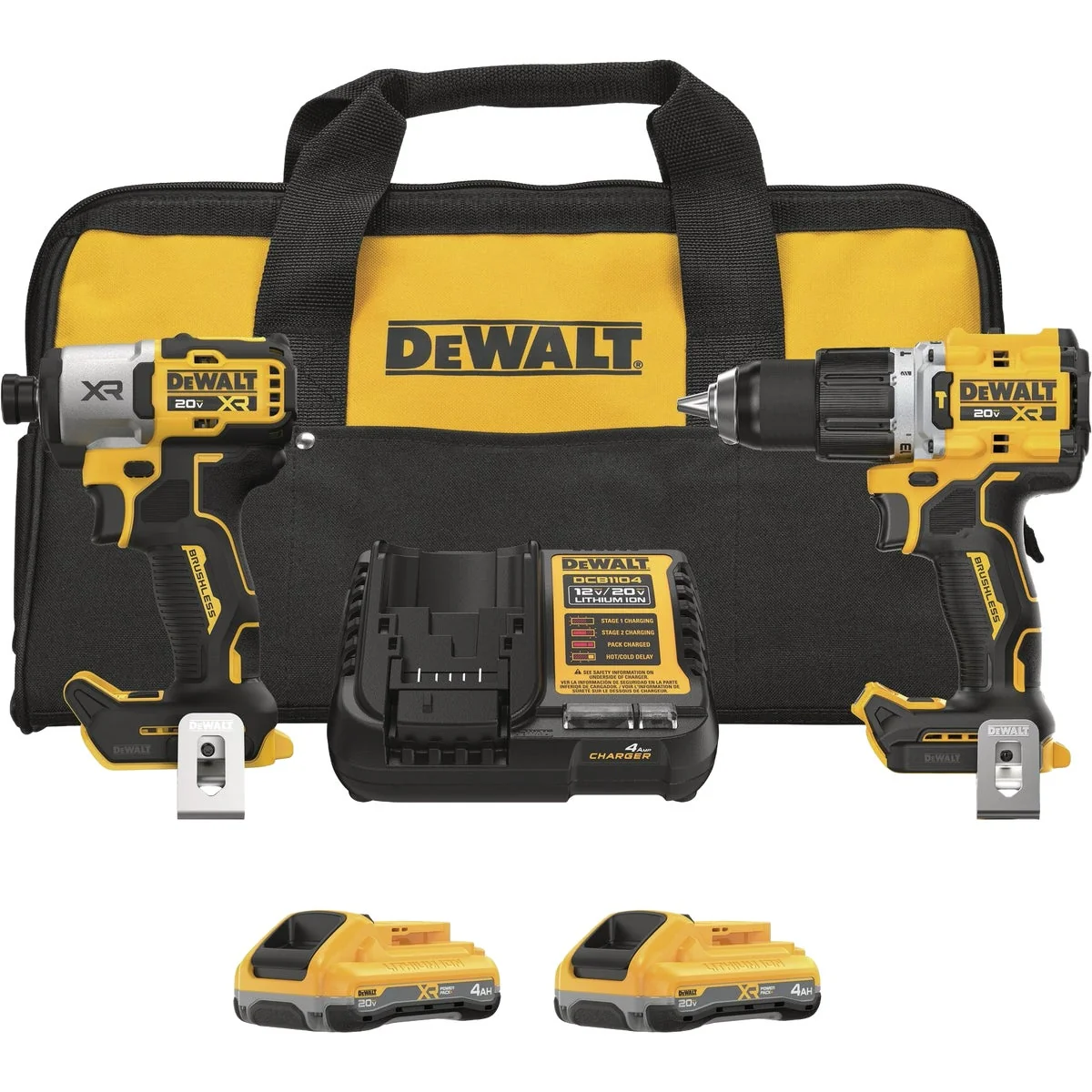 Artisan DEWALT 20V MAX XR 2-Tool Brushless Cordless Hammer Drill Impact Driver Combo Kit with 2 POWERPACK Batteries Versatile