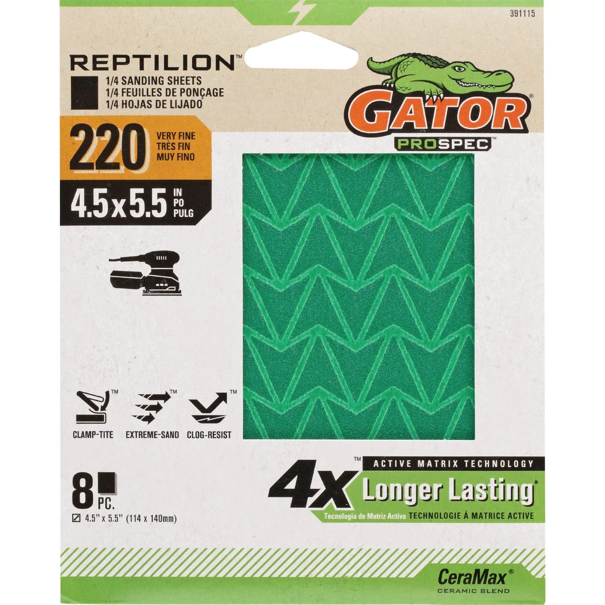 Practical Gator Reptilian 220-Grit Sanding Sheet 8-Pack Outstanding