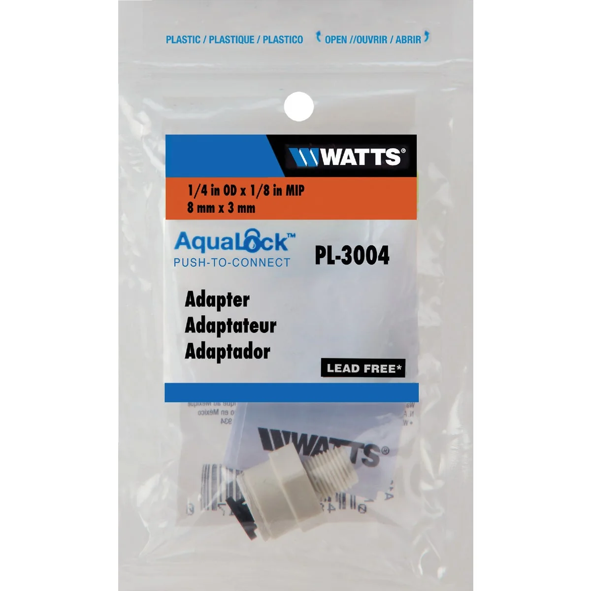 Specialty Watts Aqualock 1 4 In. OD x 1 8 In. MPT Push-to Connect Plastic Adapter Genuine