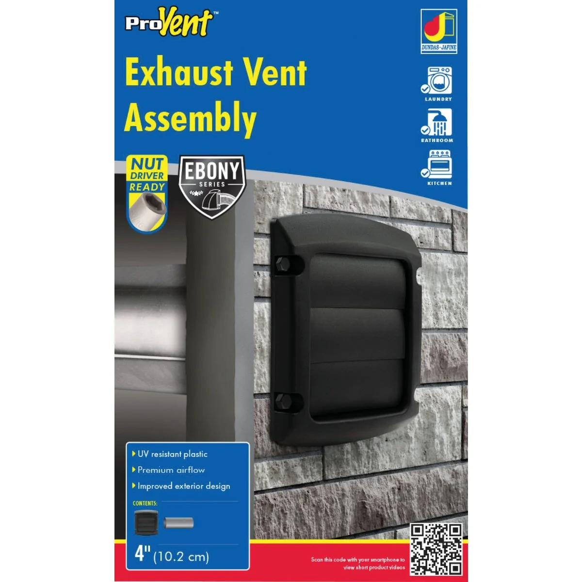 Artisan Dundas Jafine ProVent 4 In. Black Louvered Dryer Vent Hood Official