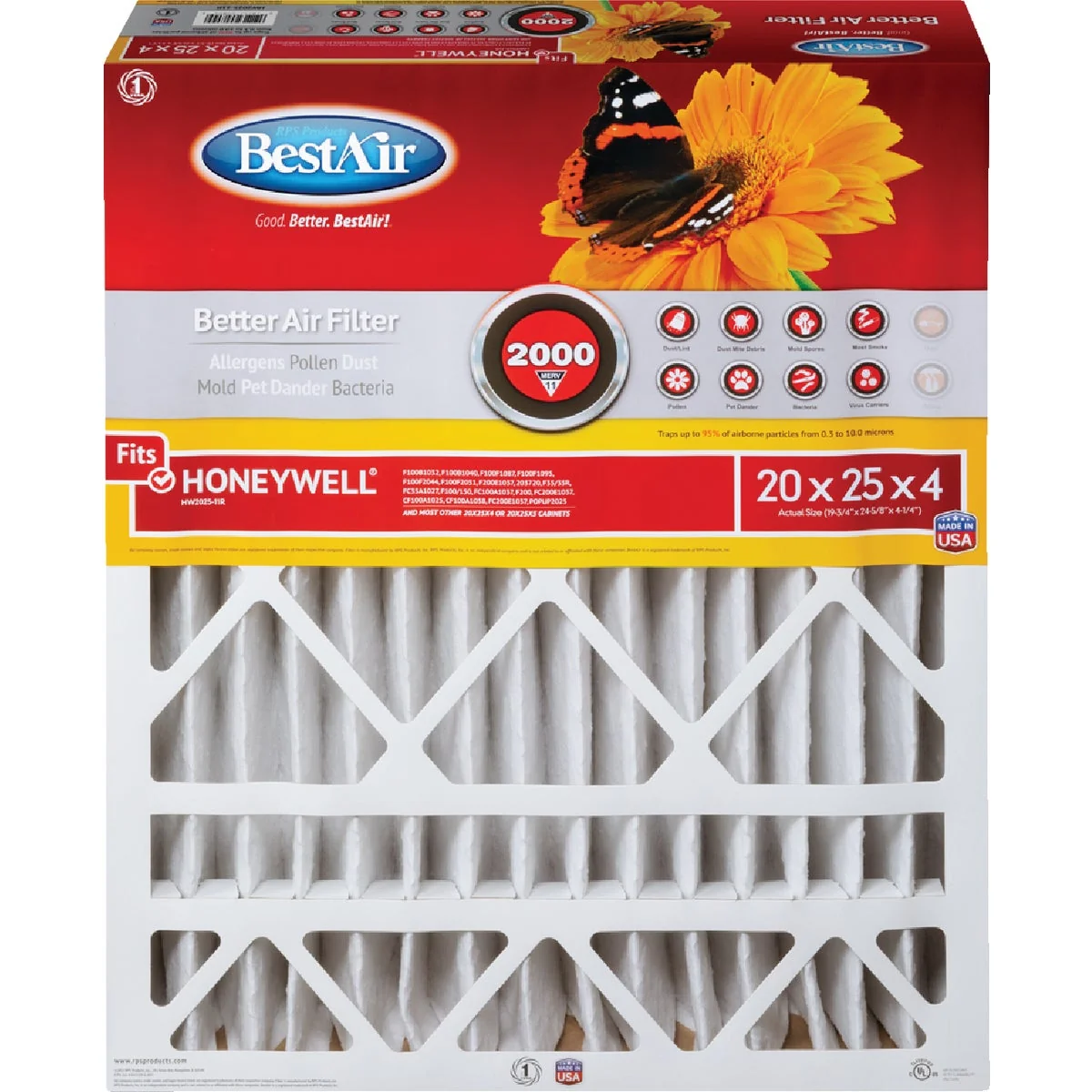 Clean Air 20 In. x 25 In. x 4 In. Honeywell MERV 11 Deep Pleat Furnace Filter Elite