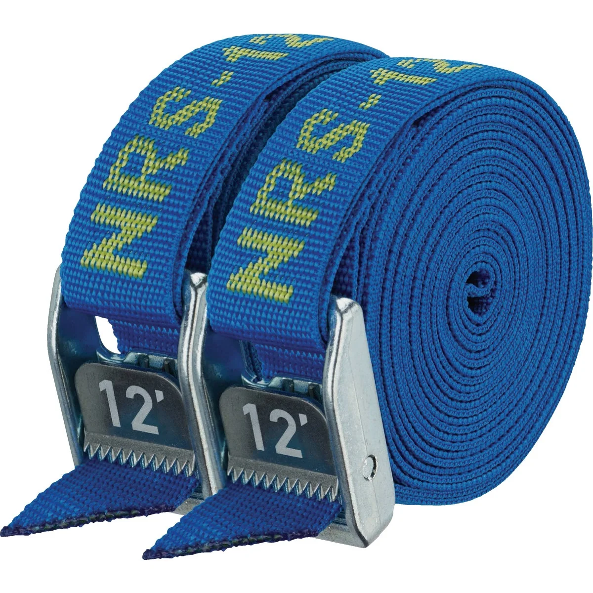 Detailed NRS 1 In. x 12 Ft. Iconic Blue Heavy Duty Tie-Down Strap 2-Pack World-Class