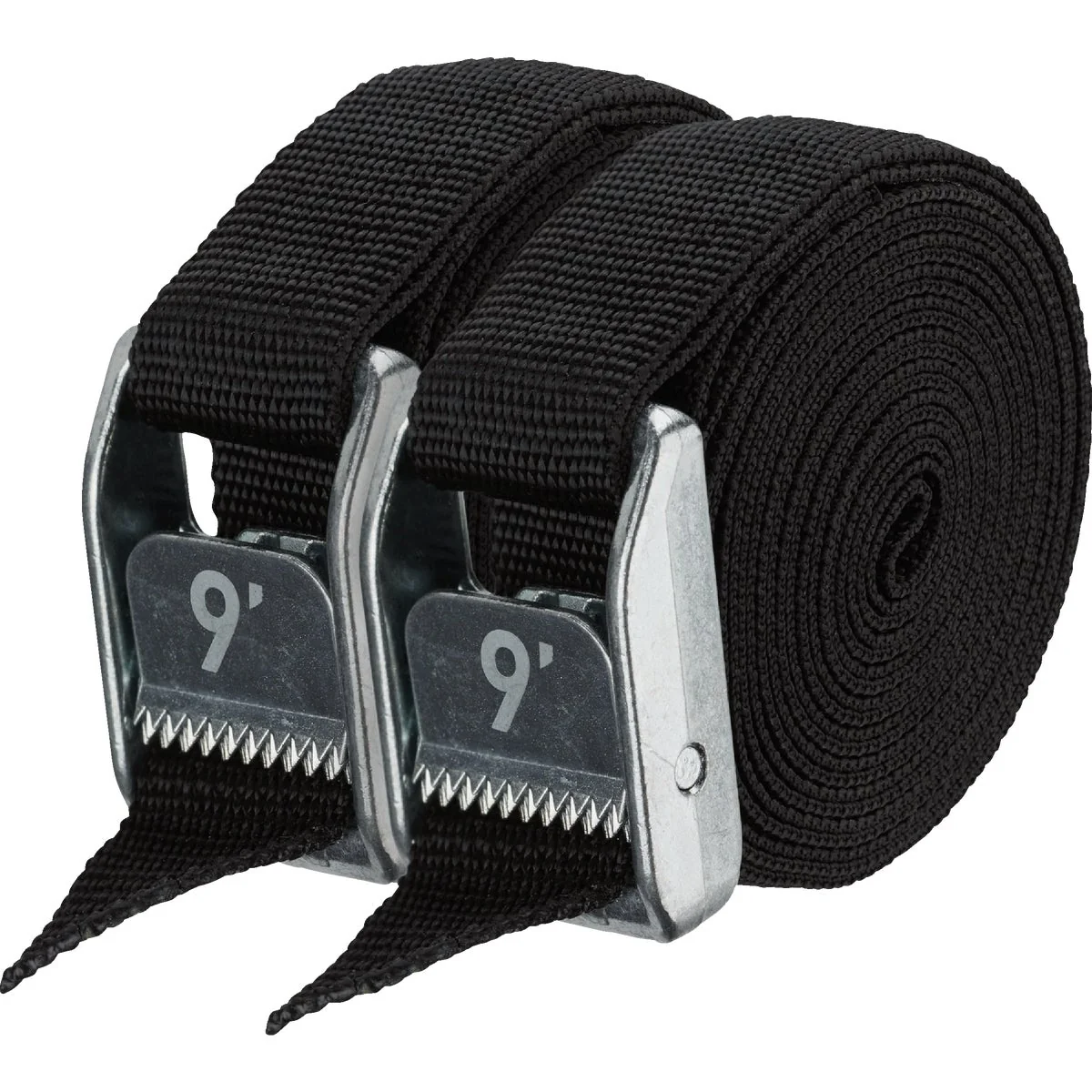 High-Performance NRS 1 In. x 9 Ft. Stealth Black Heavy Duty Tie-Down Strap 2-Pack Top-Quality