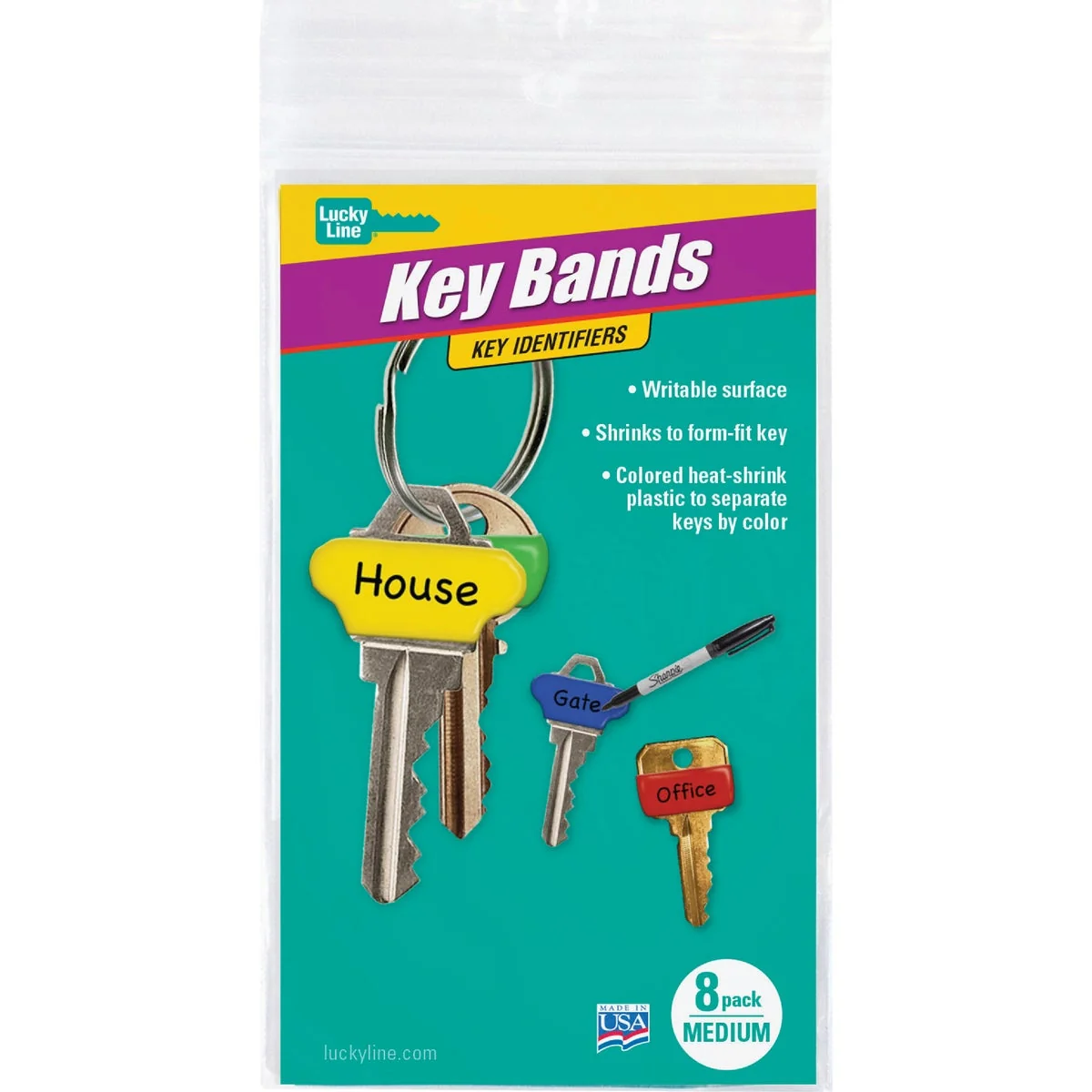 Healthy Lucky Line Write-On Key Band Identifiers 8-Pack Genuine
