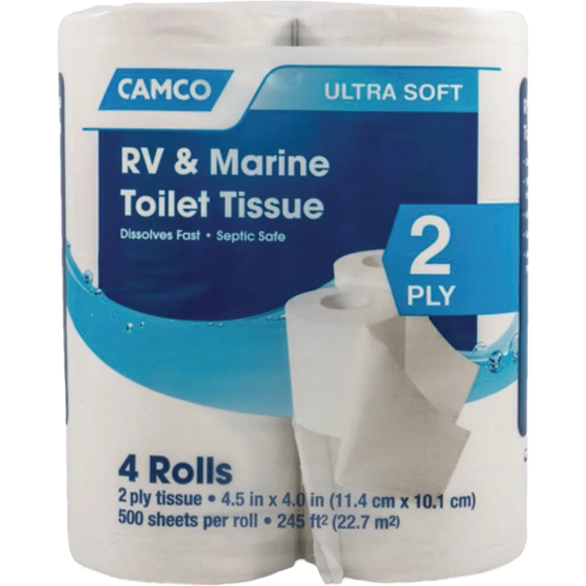 World-Class Camco RV Marine 2-Ply Toilet Paper 4 Rolls 500 Sheets Outstanding