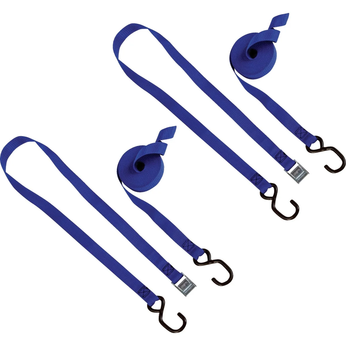 Effective NRS 1 in x 14 Ft. Iconic Blue Heavy Duty J-Hook Tie-Down Strap 2-Pack Reusable