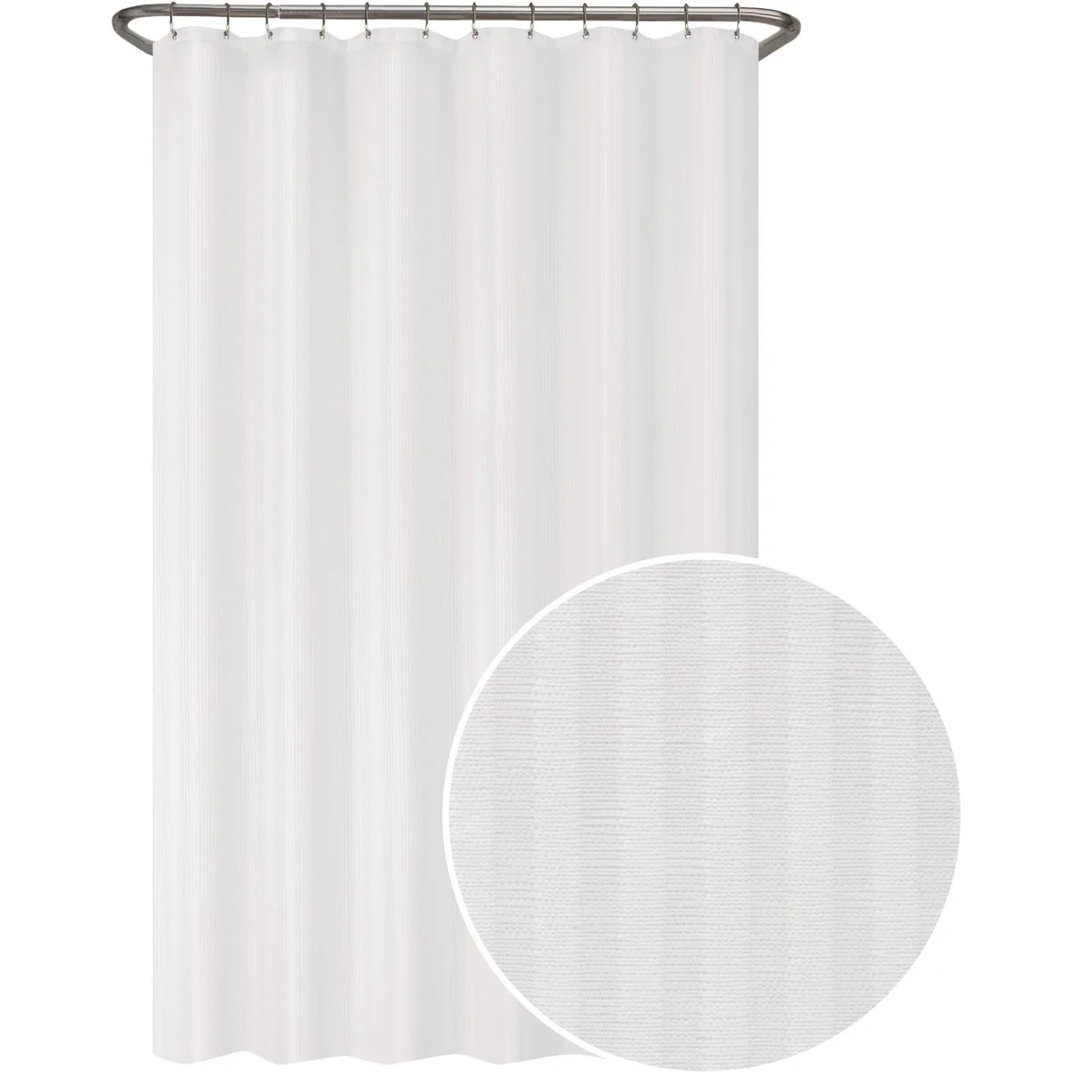 Verified Zenna Home 70 In. x 72 In. Striped White Polyester Shower Curtain Liner Proven