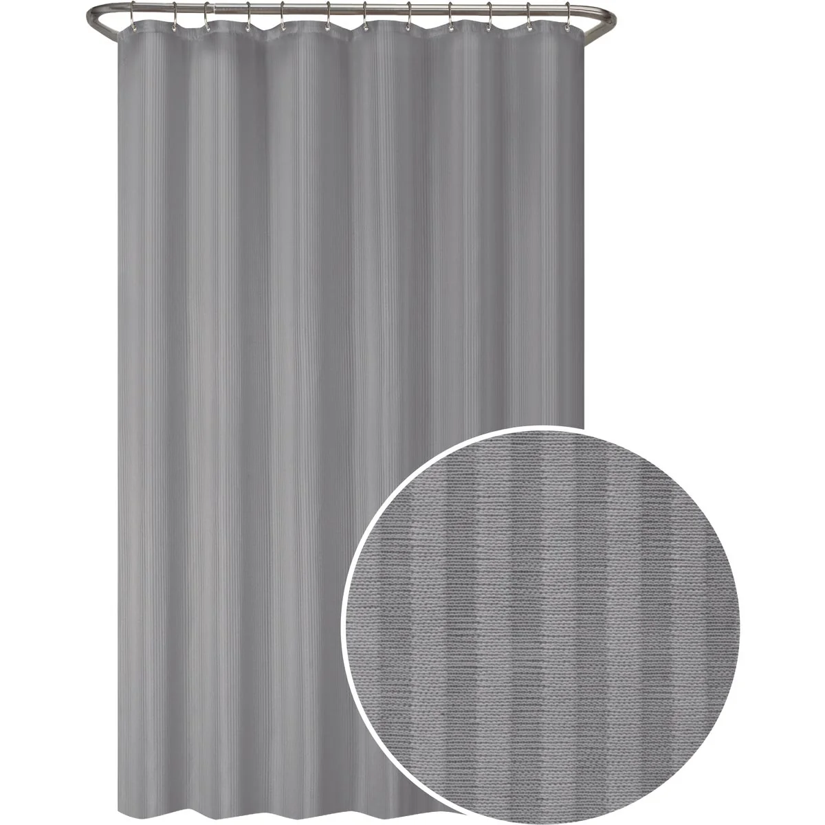 Sustainable Zenna Home 70 In. x 72 In. Striped Gray Polyester Shower Curtain Liner Authentic