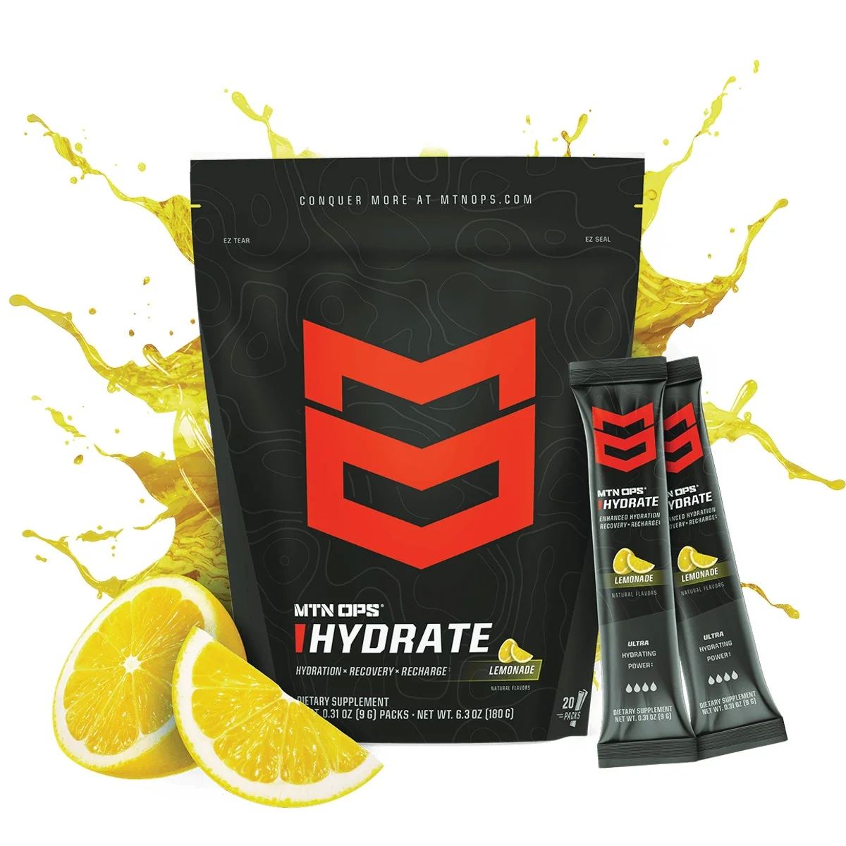 Modern MTN OPS Hydrate Lemonade Trail Pack Drink Mix 20-Count Premium Material