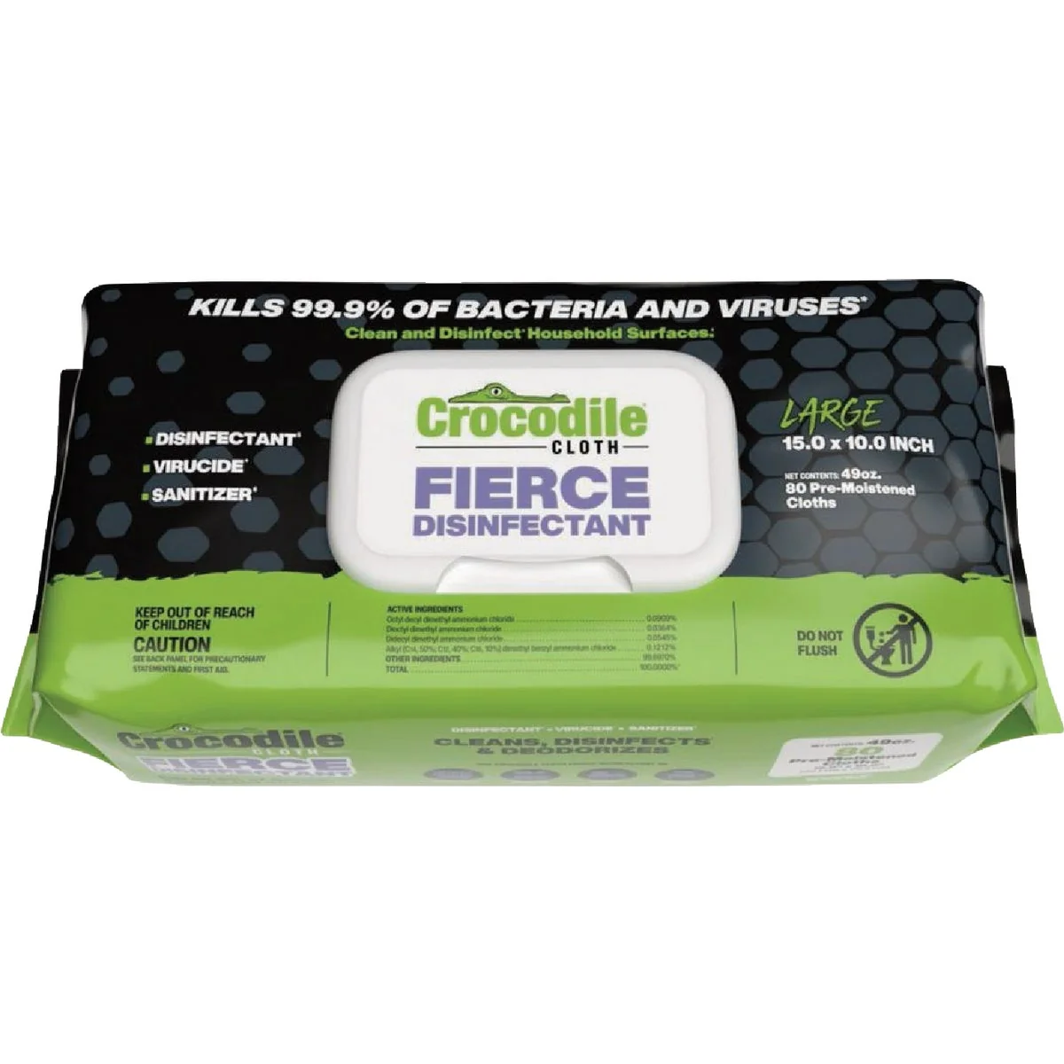 First-Class Crocodile Cloth Fierce Disinfectant Wipes 80-Ct. Elegant