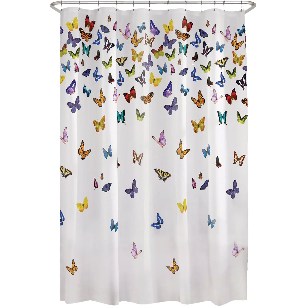 Soft Zenna Home 70 In. x 72 In. Flutterby Multi-Color Waterproof PEVA Shower Curtain Carefully Designed