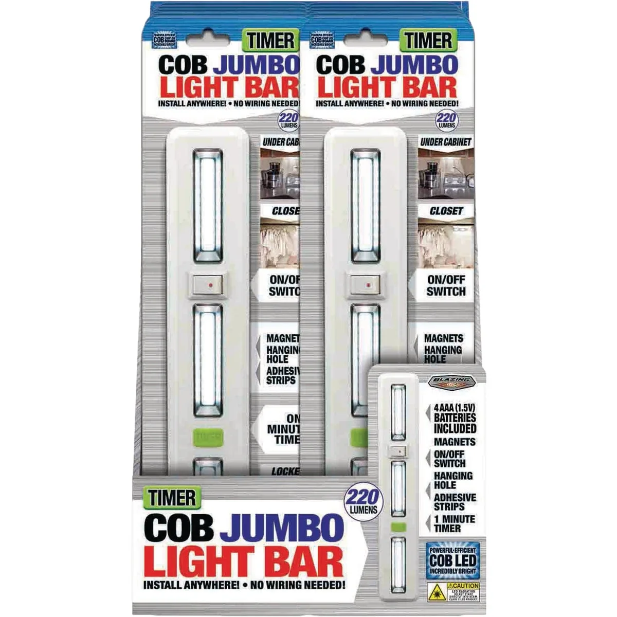 Solid Blazing LEDz Timer Jumbo COB LED Battery Operated Light Bar Environmentally Friendly
