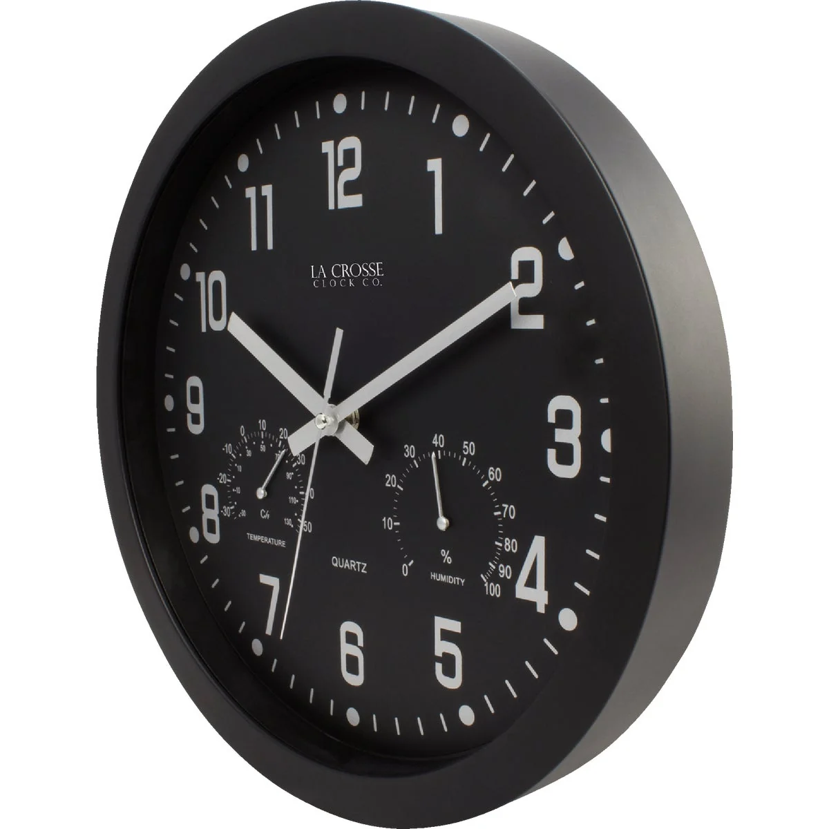Breathable La Crosse Clock Co. 12 In. Inkwell Black Wall Clock Hygrometer Thermometer Solid