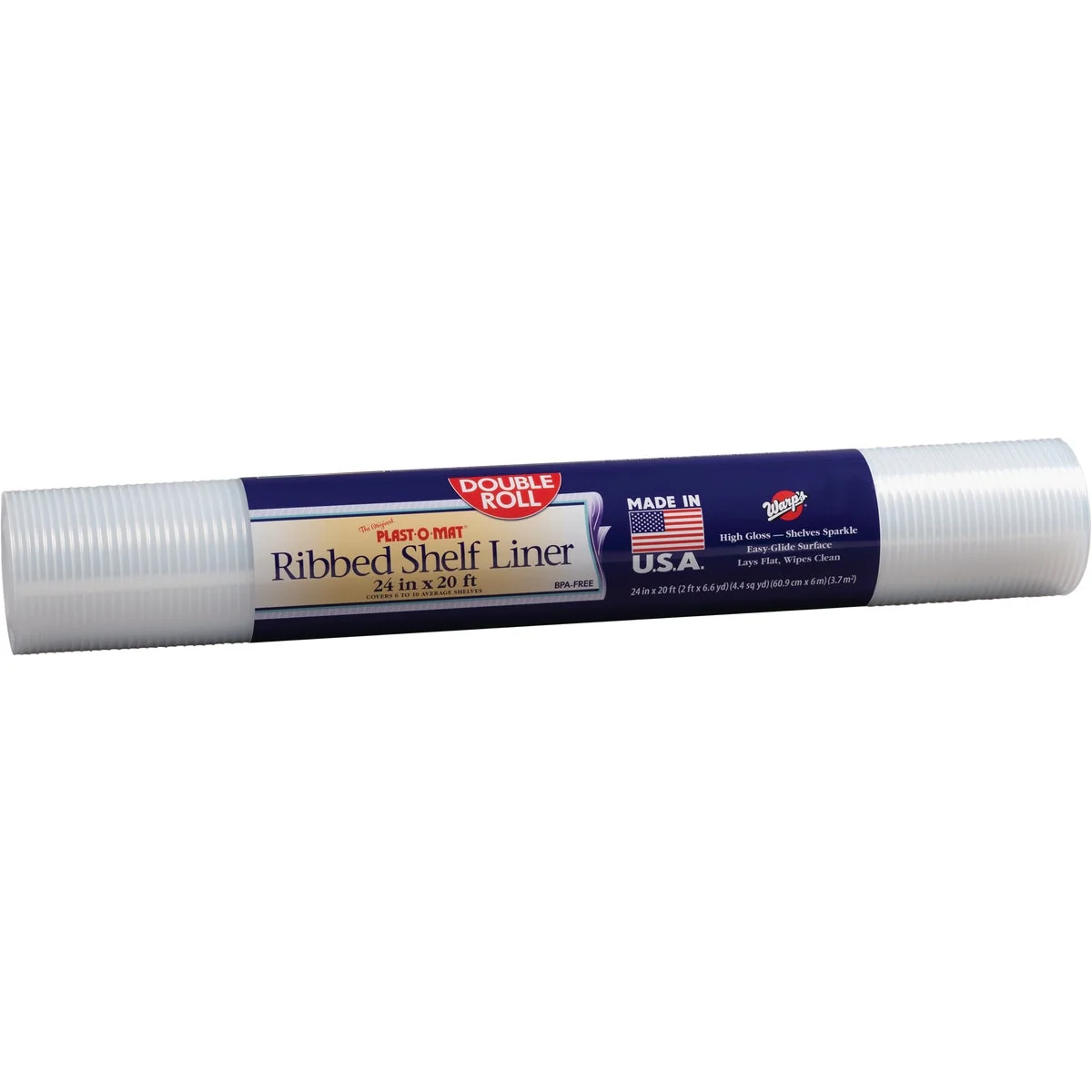 Breathable Warp’s Plast-O-Mat 24 In. x 20 Ft. Clear Ribbed Non-Adhesive Shelf Liner Double Roll Stylish