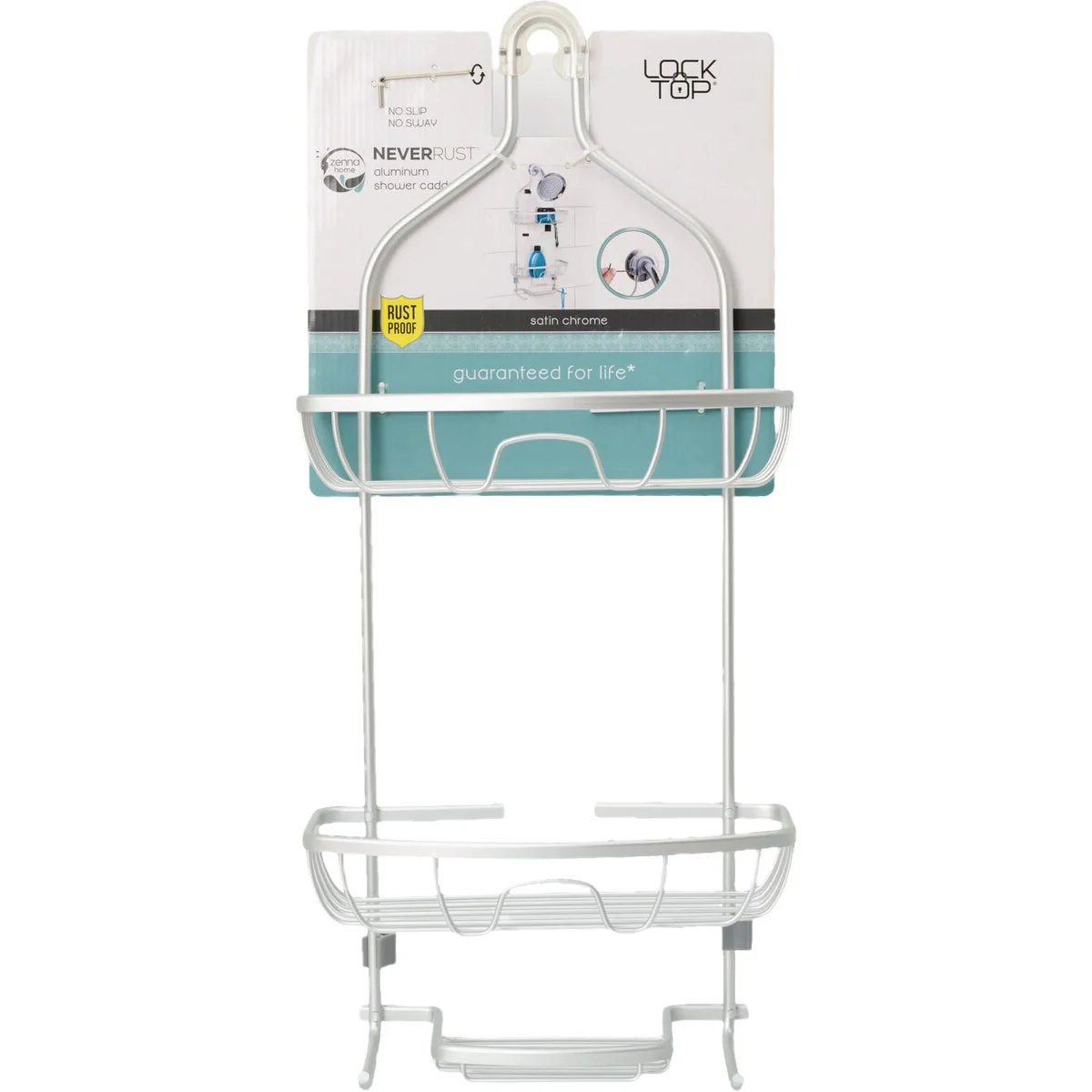 Powerful Zenna Home 11 In. x 24 In. Rustproof Hanging Shower Caddy Satin Chrome Prestigious