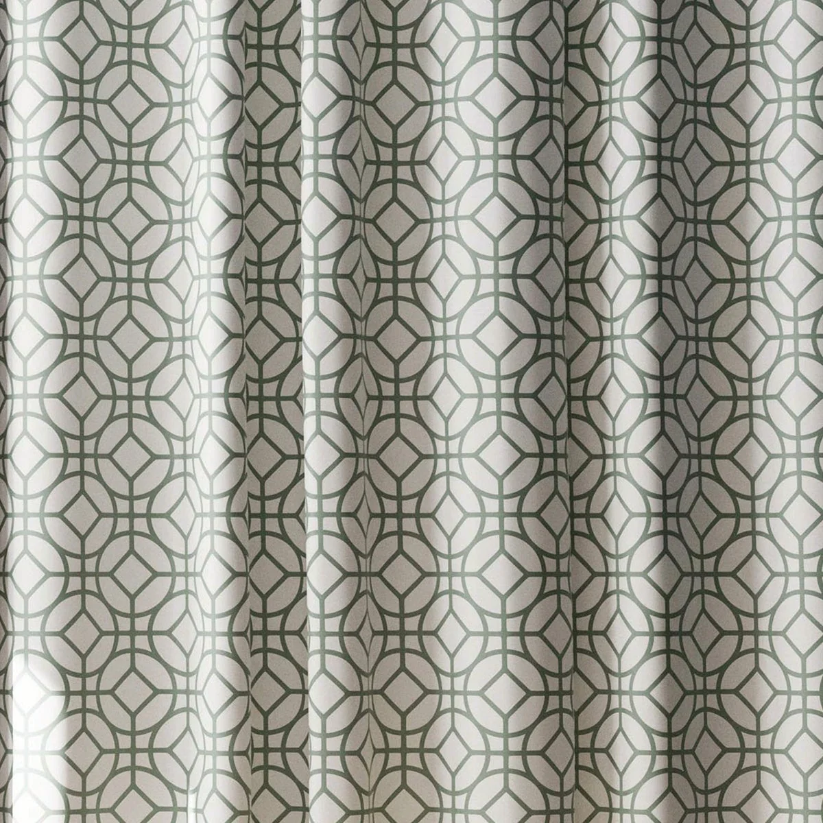 Next-Generation Zenna Home 70 In. x 72 In. Quinn Geometric Sage Green Decorative Fabric Shower Curtain Long-Lasting