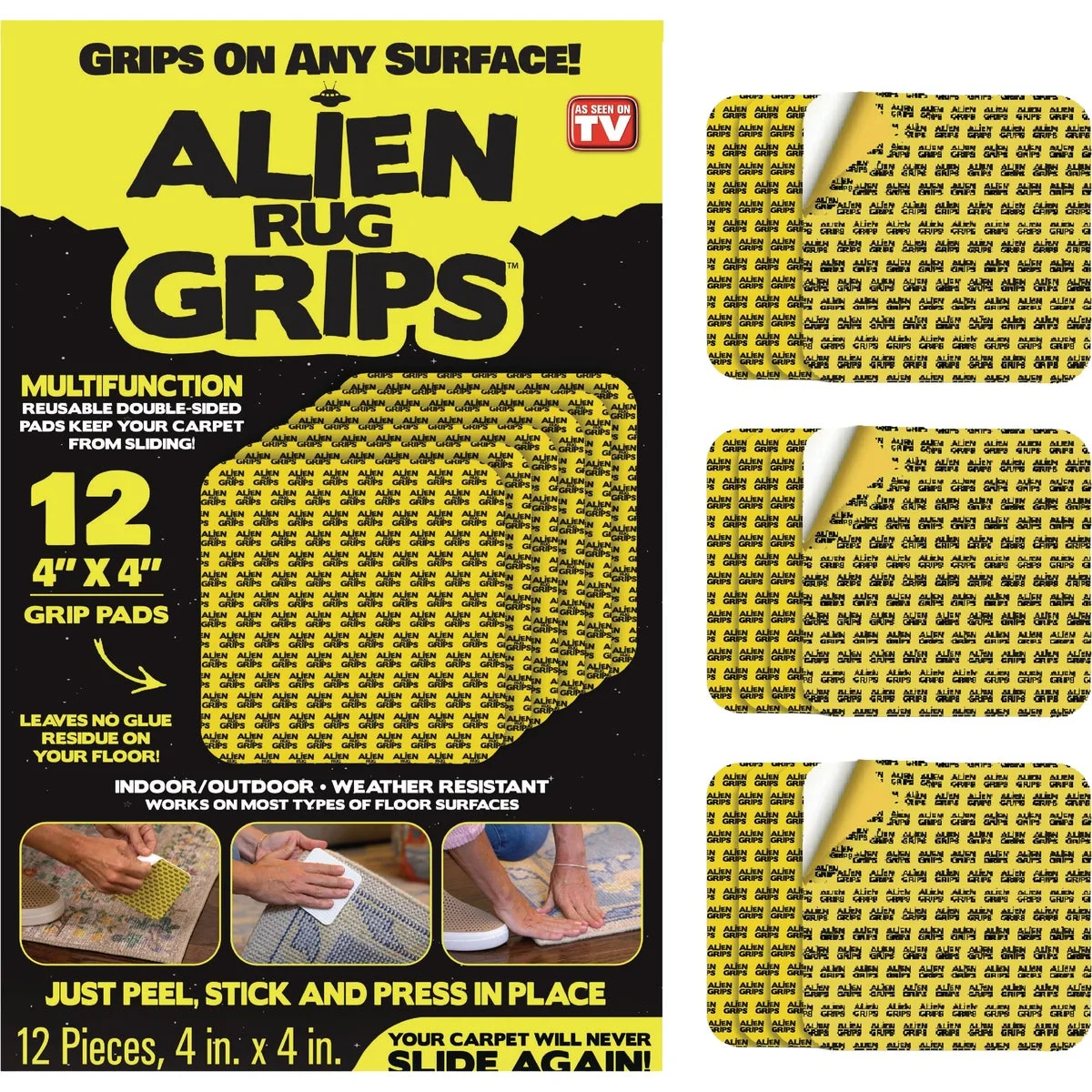 Specialty Alien 4 In. x 4 In. Rug Grips 12-Pack Elite