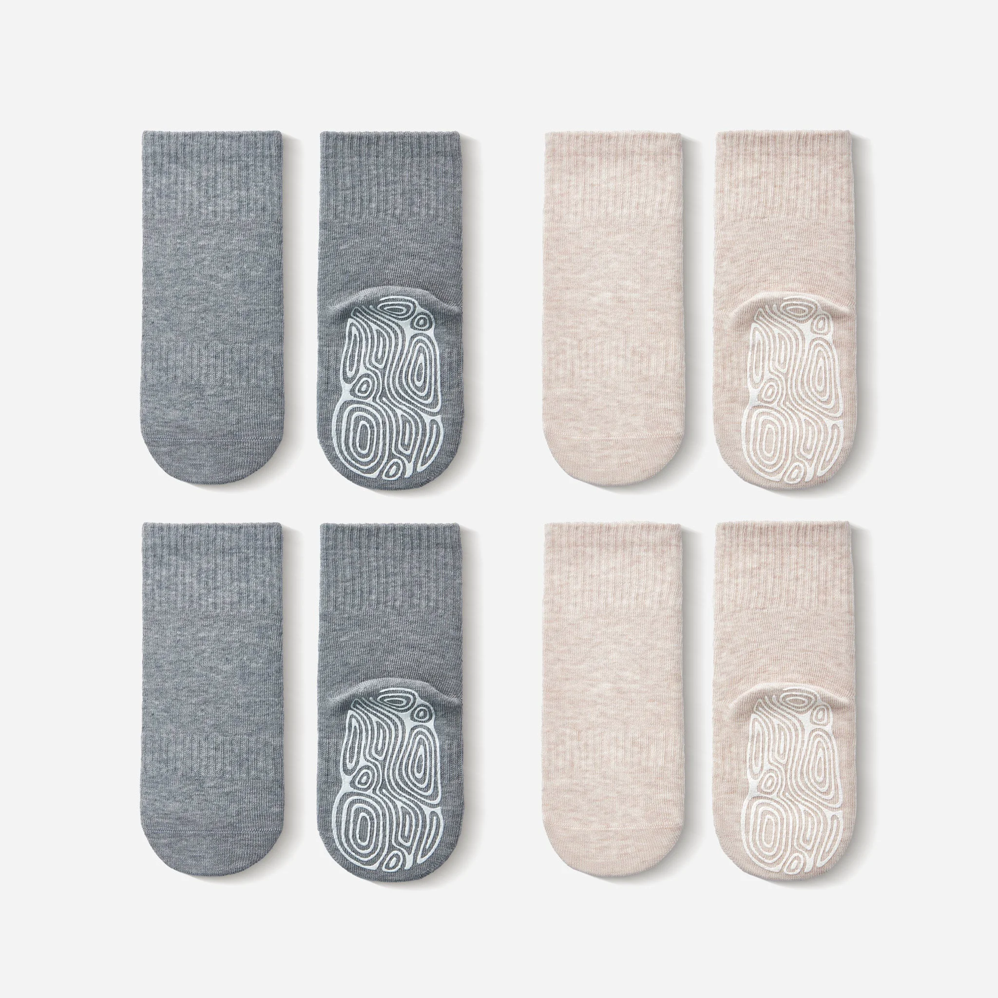 Consistent New- Organic Cotton Socks- Beige Grey- 4 Pairs of Stay-On Baby Toddler Non-Slip Socks Specialty