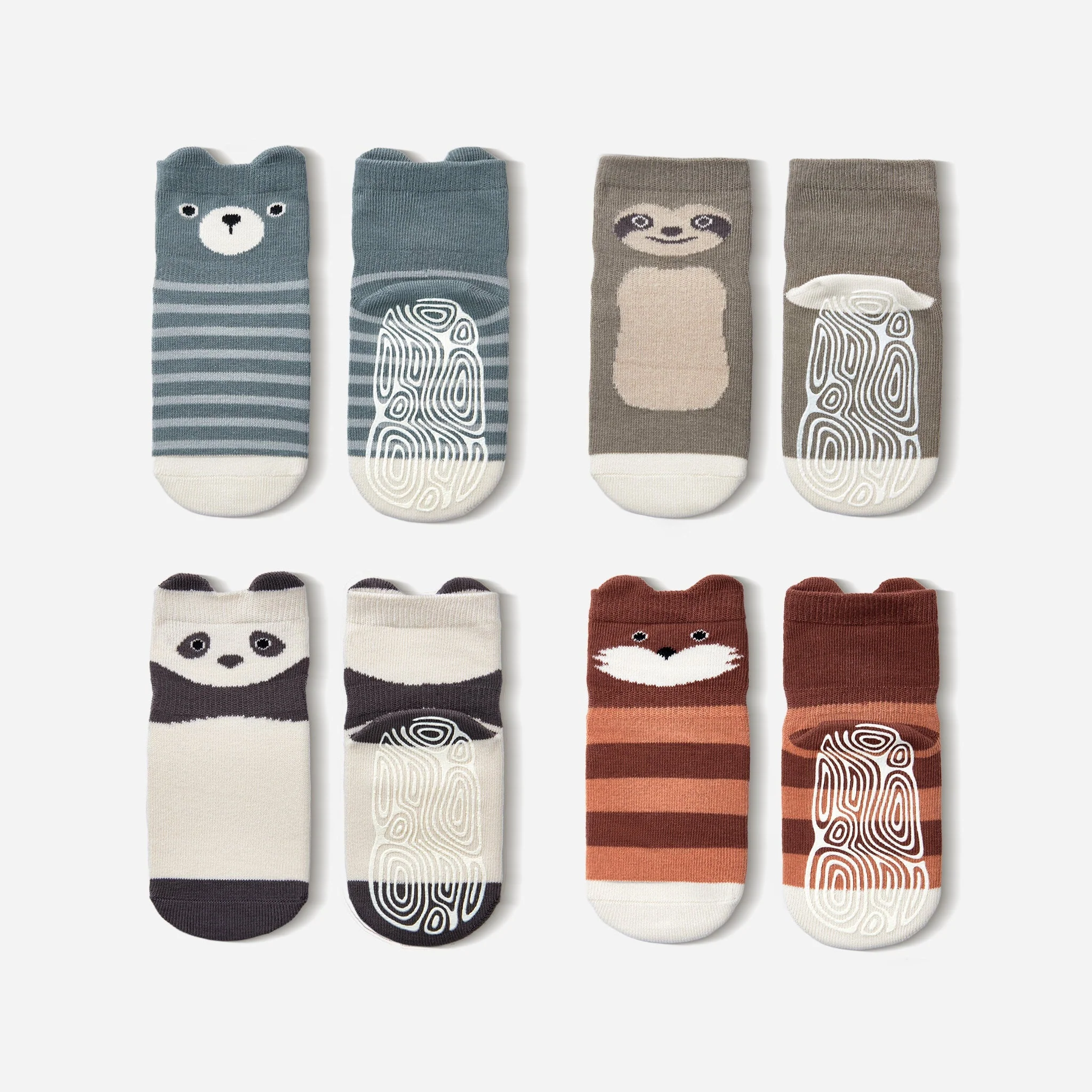 Optimized New- Critter Crew II- Organic- 4 Pairs of Stay-On Baby Toddler Non-Slip Socks Healthy